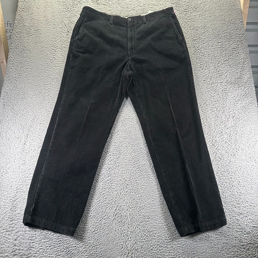 Perry‎ Ellis Pant Mens 40x32 Black Cotton Corduroy Chino Straight Preppy Office